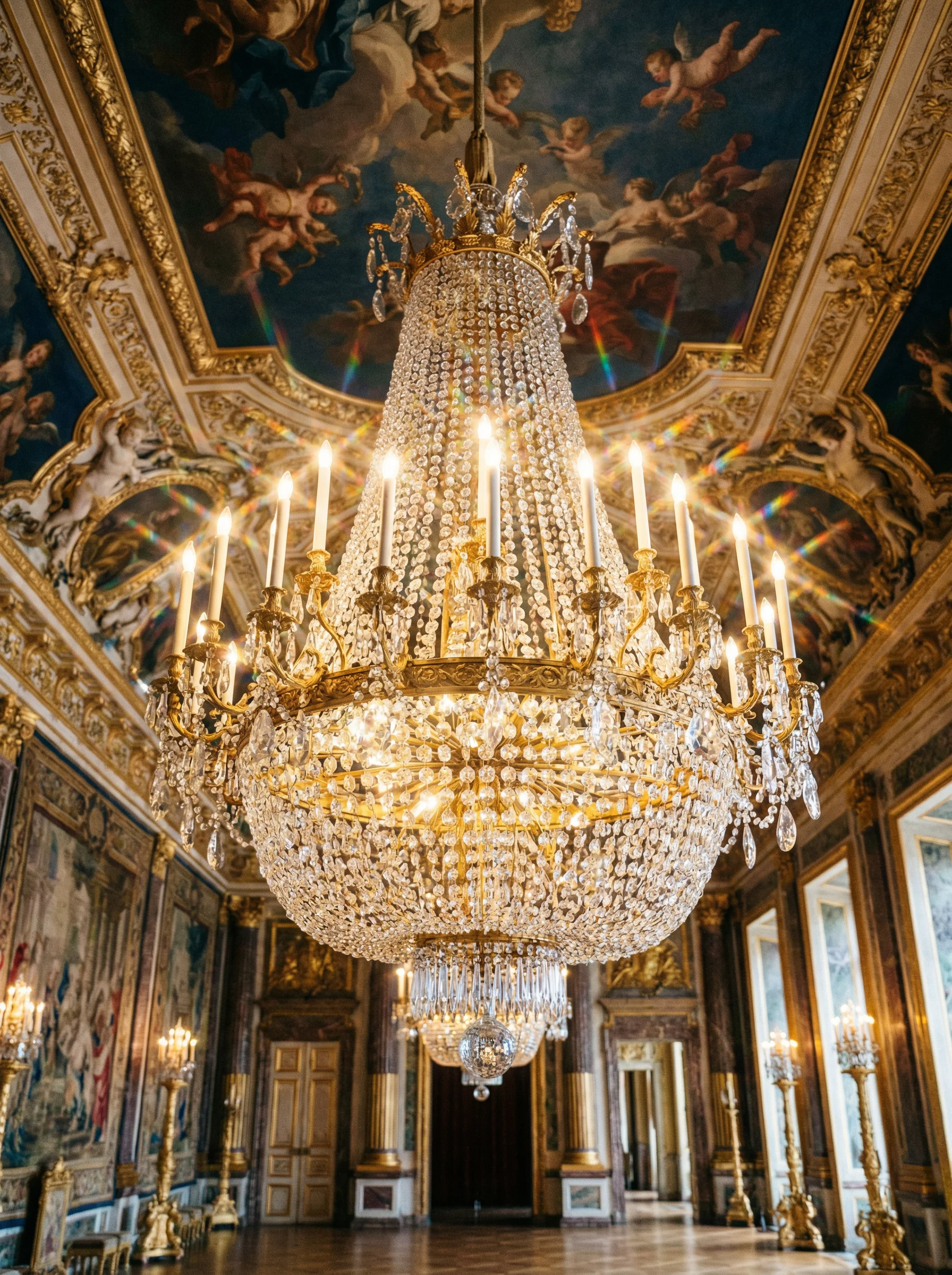 巴洛克风格水晶吊灯，在 ag百家乐 宫殿中散发璀璨光芒