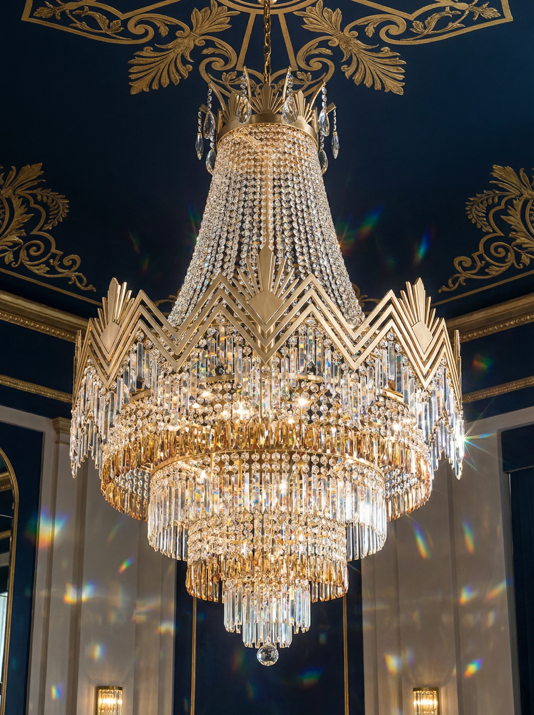 装饰艺术风格水晶吊灯，展现 ag百家乐 的现代奢华